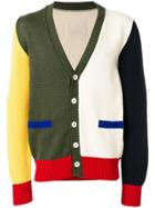 Lc23 Colour-block Knitted Cardigan - White