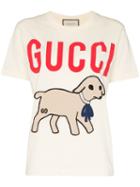 Gucci Lamb Print Logo T-shirt - Neutrals