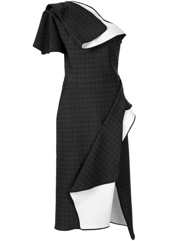 Maticevski Aquatic Check Asymmetric Dress - Black