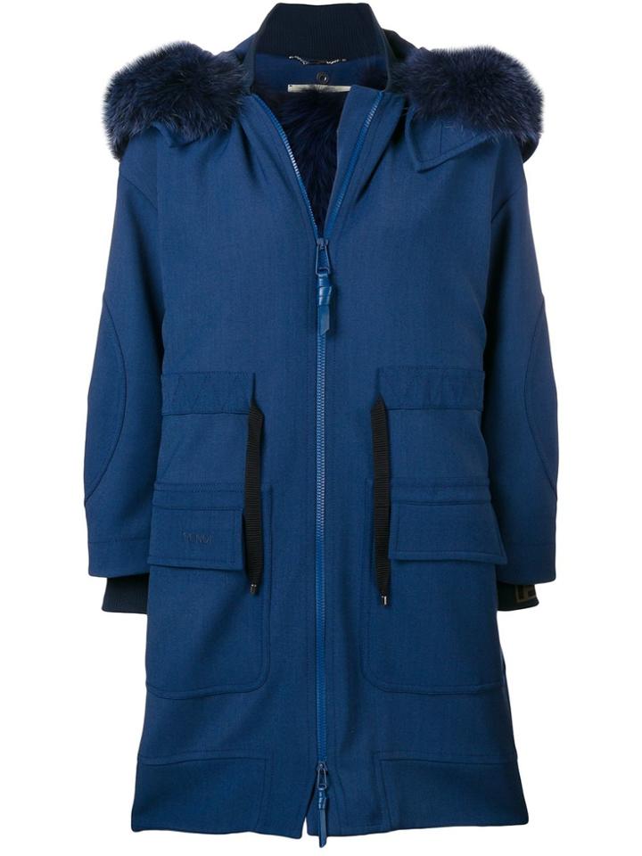 Fendi Hooded Parka Coat - Blue