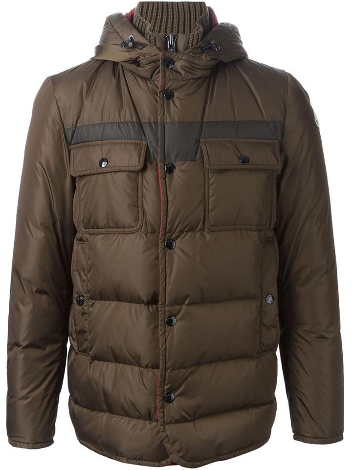 Moncler Hooded Padded Jacket, Men's, Size: V, Brown, Polyamide/feather Down