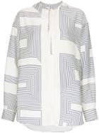 Low Classic Hidden Button Printed Shirt - Blue