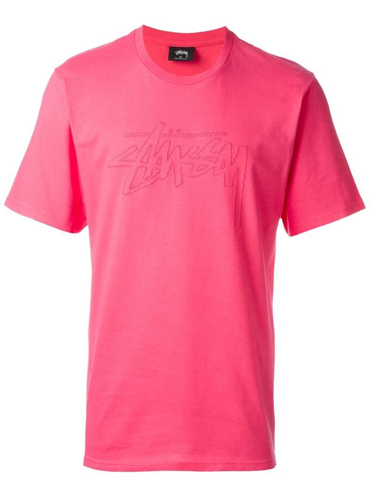 Stussy Embroidered Logo T-shirt, Men's, Size: Xl, Pink/purple, Cotton