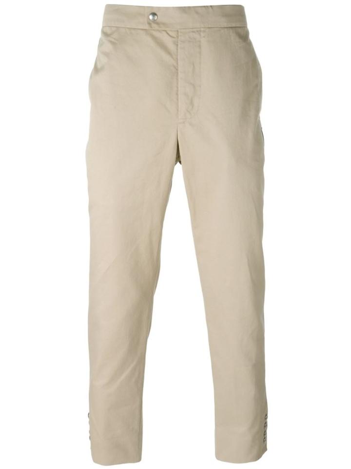Moncler Gamme Bleu Buttoned Hem Trousers, Men's, Size: 3, Nude/neutrals, Cotton/cupro