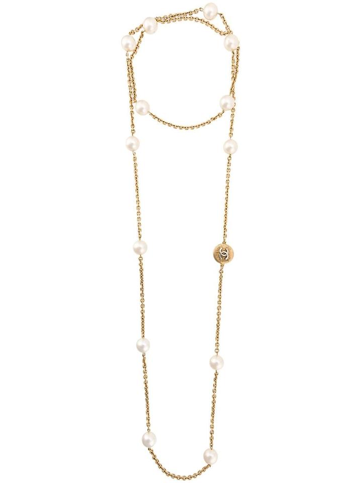 Chanel Vintage Double Long Necklace - White