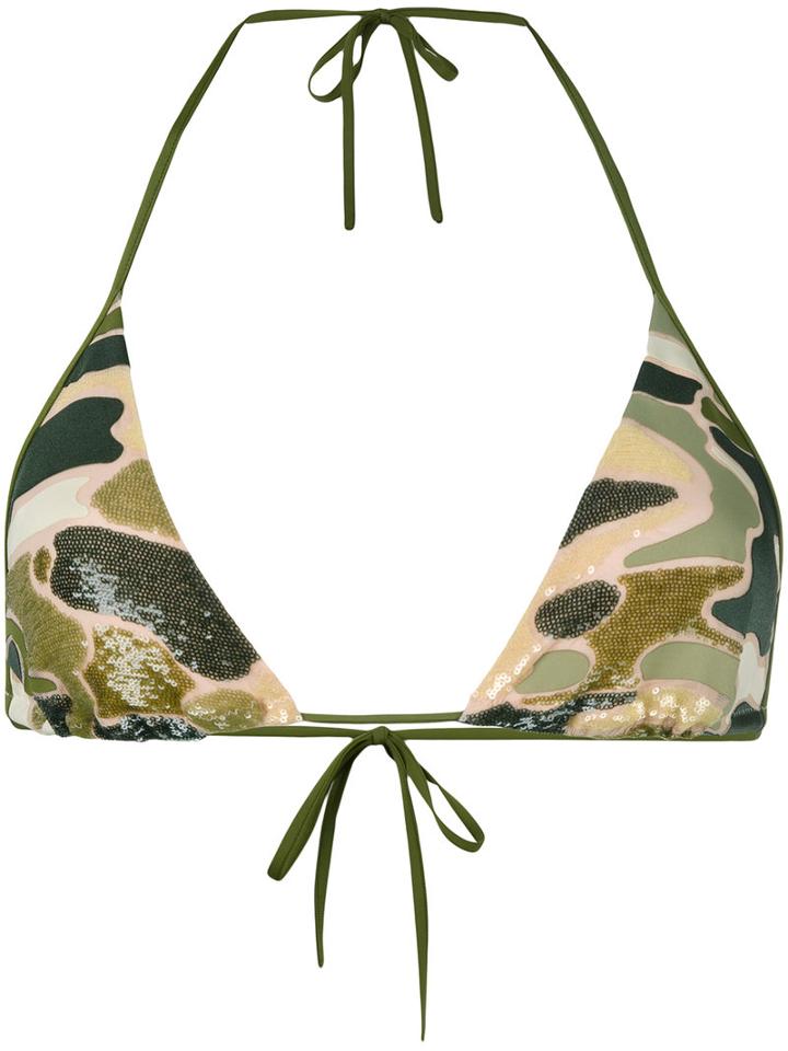 La Perla Make Love Triangle Bikini Top, Women's, Size: 32b, Green, Nylon/spandex/elastane