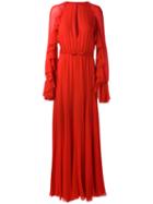 Giambattista Valli - Frill Sleeve Gown - Women - Silk/cotton/viscose - 42, Red, Silk/cotton/viscose