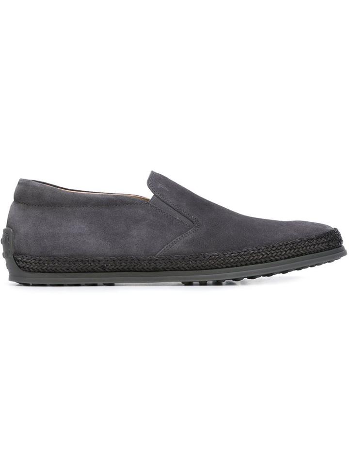 Tod S Slip-on Shoes, Men's, Size: 7, Grey, Rubber/suede/leather