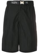 Valentino Printed Logo Bermuda Shorts - Black