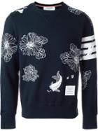 Thom Browne Embroidered Sweatshirt, Men's, Size: 1, Blue, Cotton