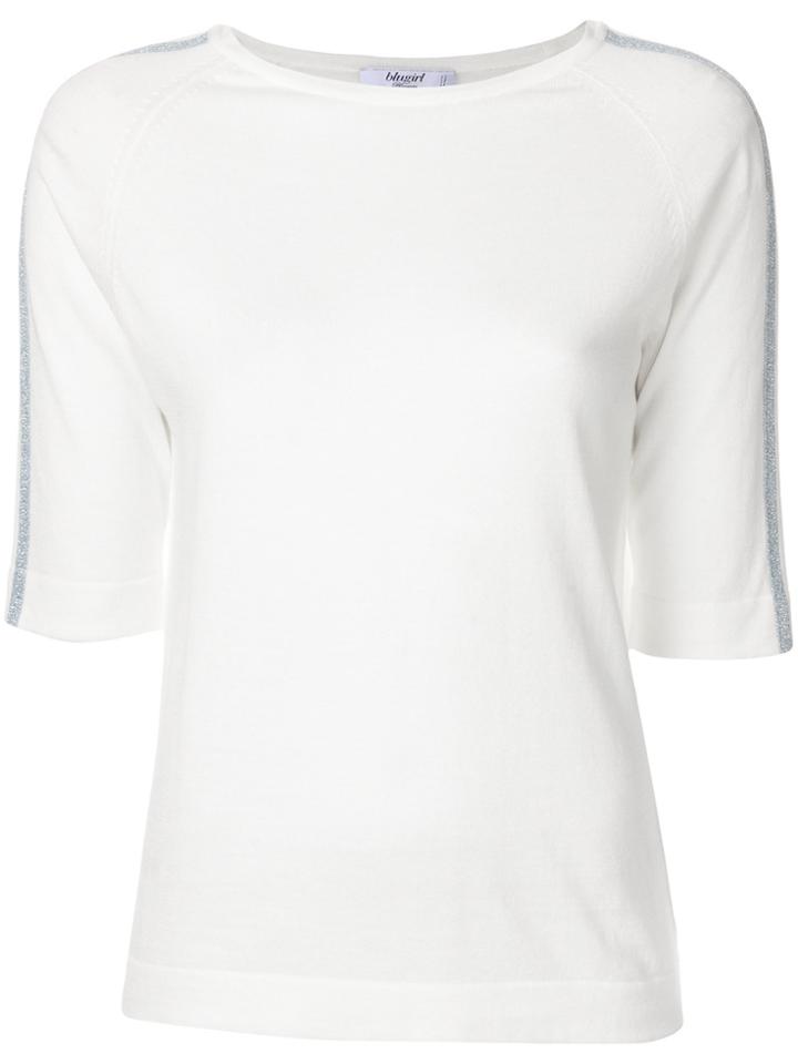 Blugirl Cropped Sleeve Knitted Top - White