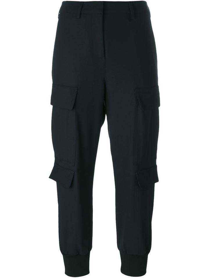 Neil Barrett Cuffed Trousers, Women's, Size: 42, Blue, Polyester/spandex/elastane/virgin Wool
