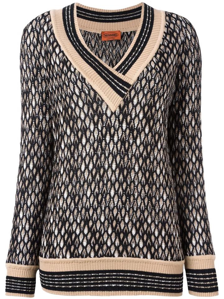 Missoni Patterned Pullover, Women's, Size: 46, Black, Wool/rayon/nylon