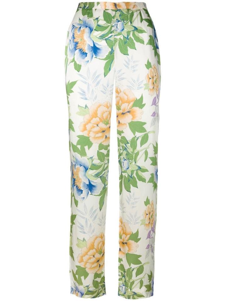 Kenzo Pre-owned Floral Print Trousers - White