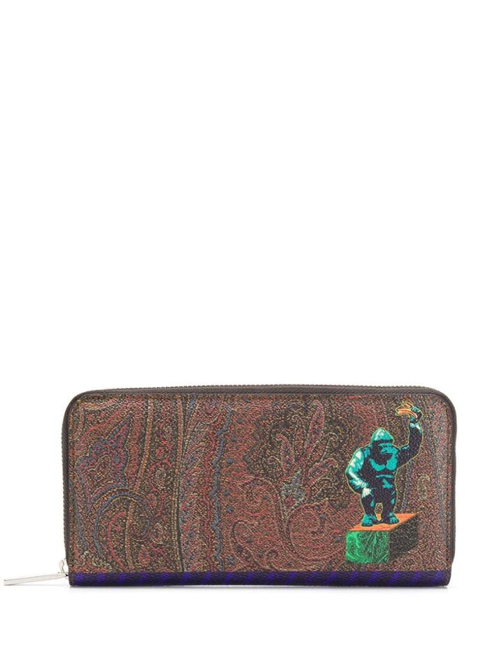 Etro Gorilla Print Wallet - Brown