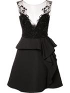 Marchesa Notte Embroidered Top Dress, Women's, Size: 8, Black, Polyester