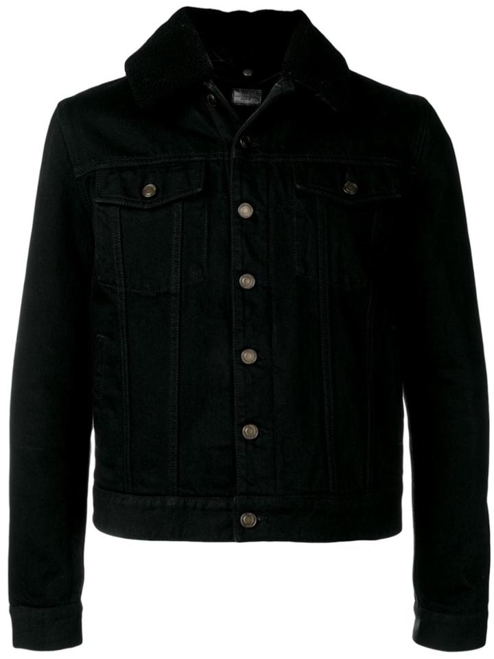 Saint Laurent Shearling Denim Jacket - Black