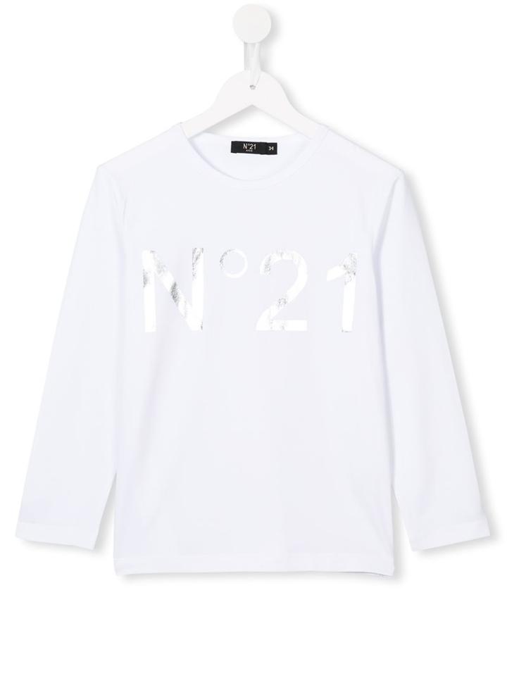 No21 Kids Logo Print T-shirt, Boy's, Size: 8 Yrs, White