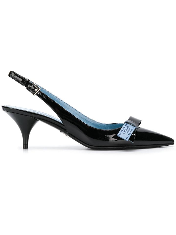 Prada Sling-back Bow Pumps - Black