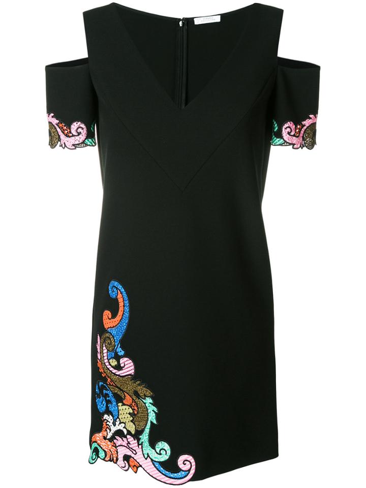 Versace Collection Off The Shoulder Embroidered Dress - Black