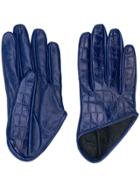 Manokhi Embossed Crocodile Effect Gloves - Blue
