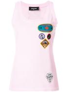 Dsquared2 Embroidered Patch Tank Top - Pink & Purple