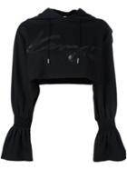 Kenzo 'signature' Cropped Hoodie, Women's, Size: Small, Black, Polyamide/spandex/elastane/viscose