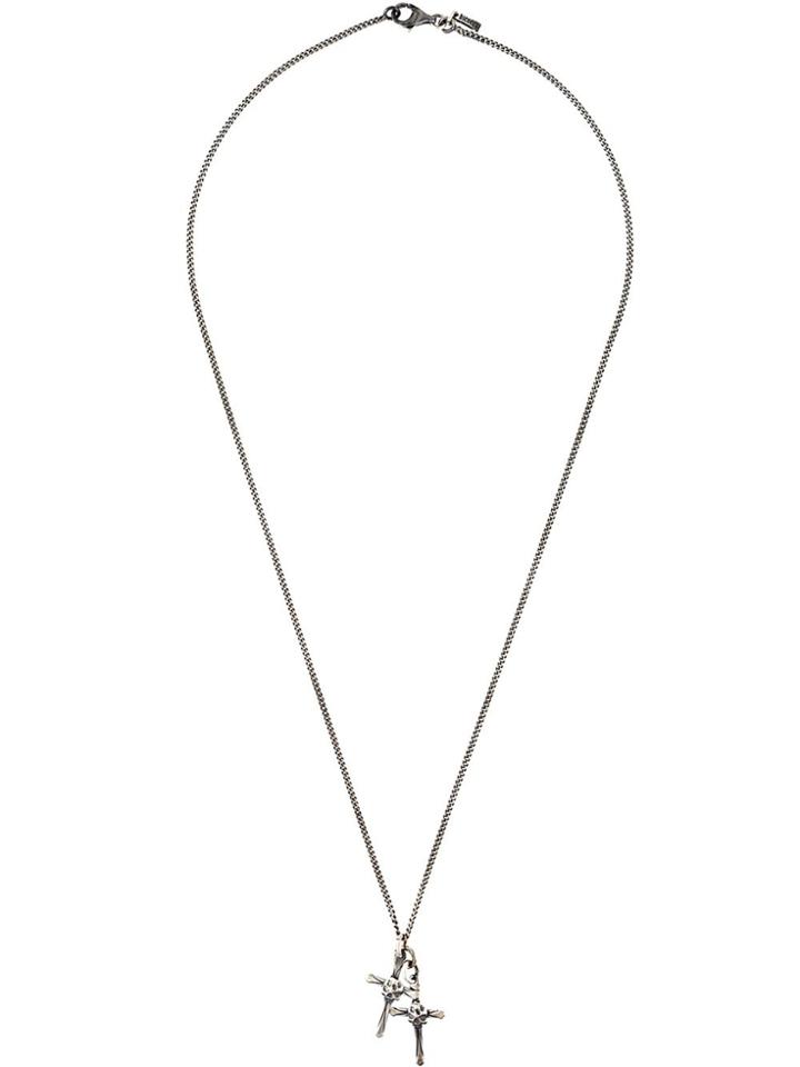 Emanuele Bicocchi Double Cross Skull Pendant Necklace - Metallic