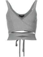 Alexander Wang - Tied Crop Top - Women - Cotton/polyamide/spandex/elastane - S, Women's, Grey, Cotton/polyamide/spandex/elastane