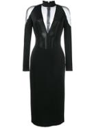 Balmain Sheer Panel Midi Dress, Women's, Size: 36, Black, Nylon/polyamide/spandex/elastane/viscose