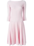 Emporio Armani Boat Neck Flare Dress, Women's, Size: 46, Pink/purple, Polyester/viscose