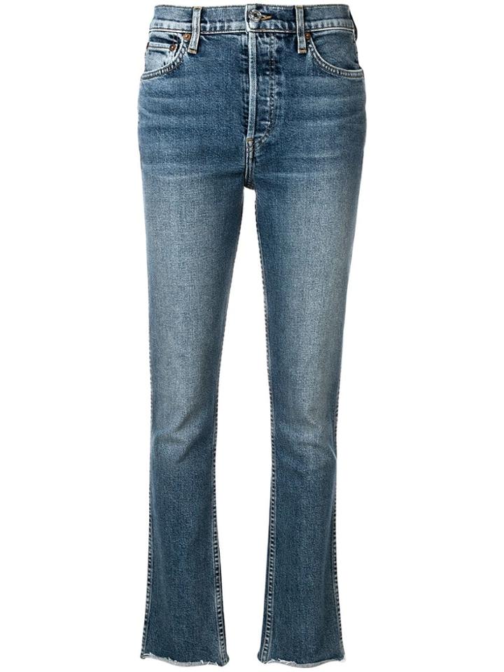 Re/done Frayed Hem Slim-fit Jeans - Blue
