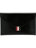 Thom Browne Envelope Clutch, Men's, Black, Calf Leather