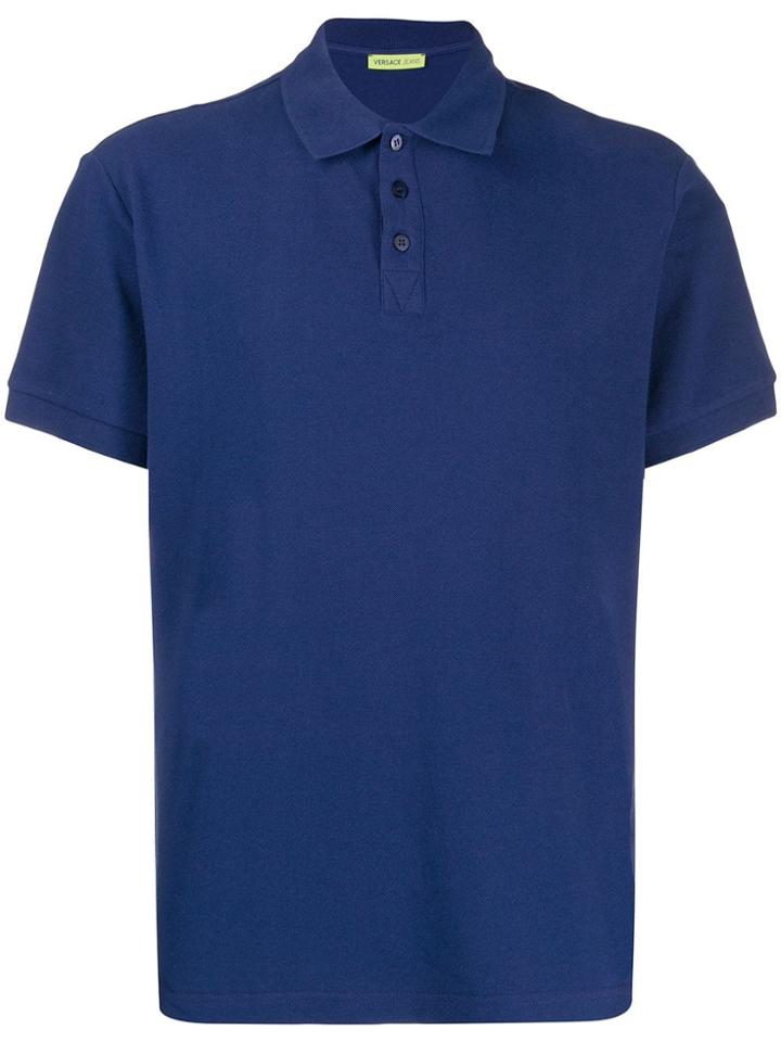 Versace Jeans Couture Logo Printed Polo Shirt - Blue