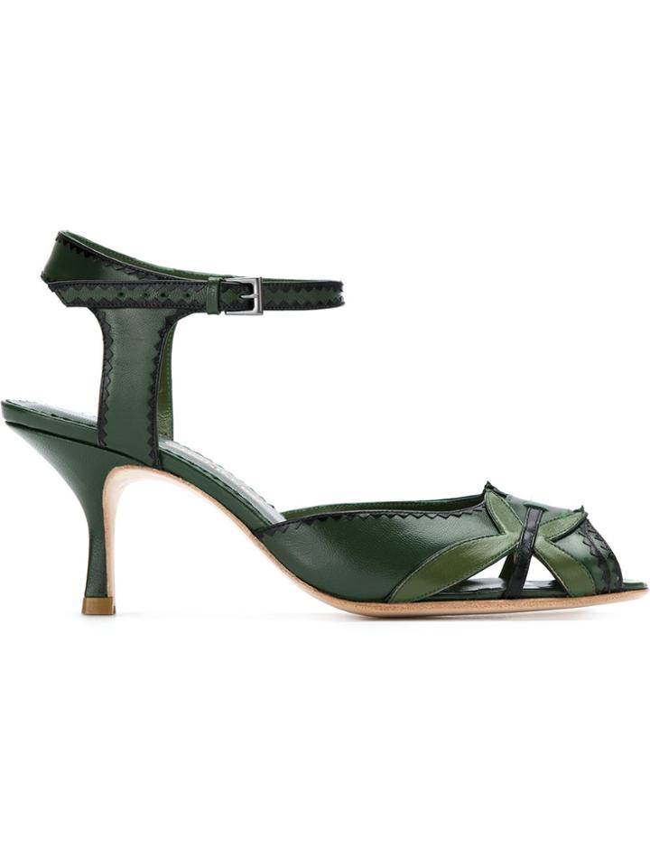 Sarah Chofakian Panelled Sandals - Green