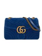Gucci Gg Marmont Velvet Shoulder Bag - Blue