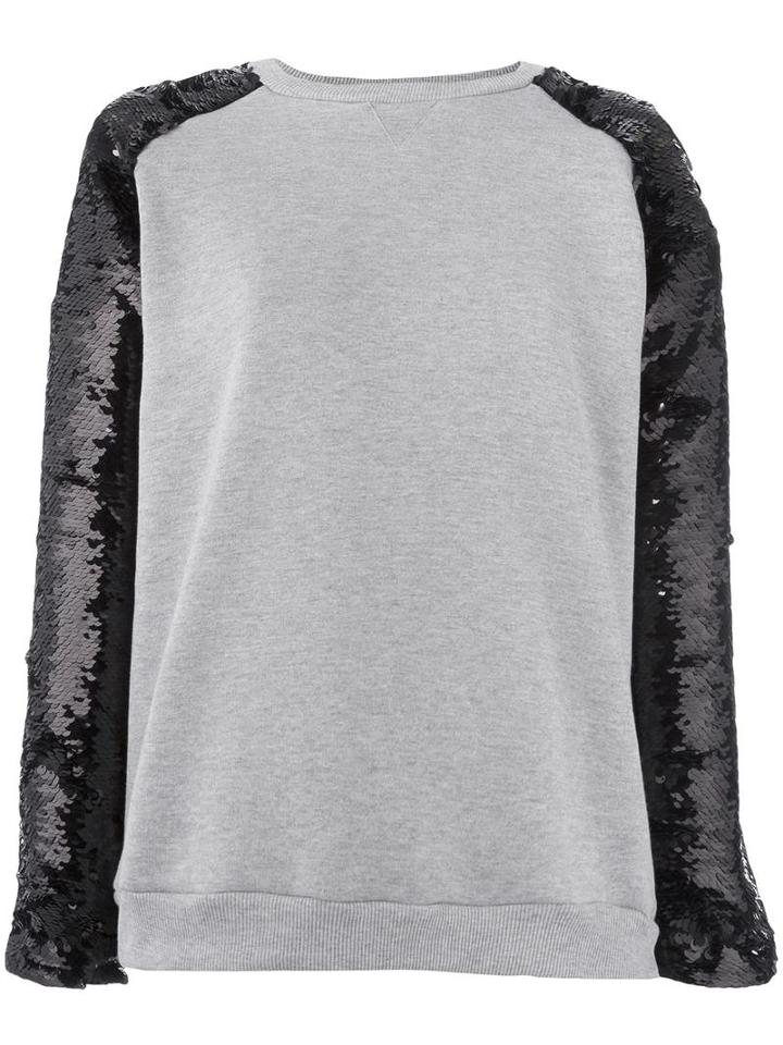 Giamba Sequined Sleeves Sweatshirt, Women's, Size: 44, Grey, Cotton/polyamide/polyester
