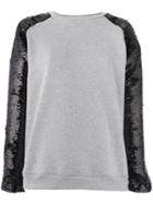 Giamba Sequined Sleeves Sweatshirt, Women's, Size: 44, Grey, Cotton/polyamide/polyester