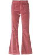 The Seafarer Cropped Flared Velvet Trousers - Pink & Purple