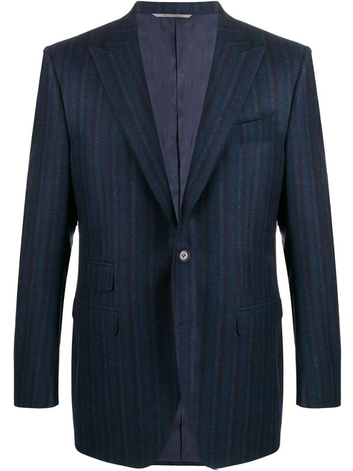 Canali Striped Fitted Blazer - Blue