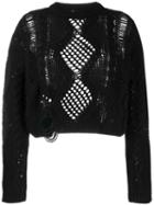 Amiri Distressed Cropped Sweater - Black