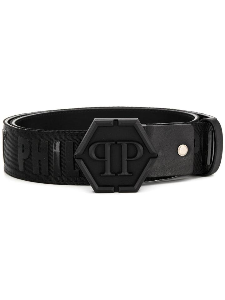 Philipp Plein Tonal Buckle Belt - Black