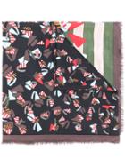 Fendi - Motif Print Scarf - Women - Silk/wool - One Size, Black, Silk/wool