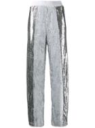 Nude Sequin Track Trousers - Silver