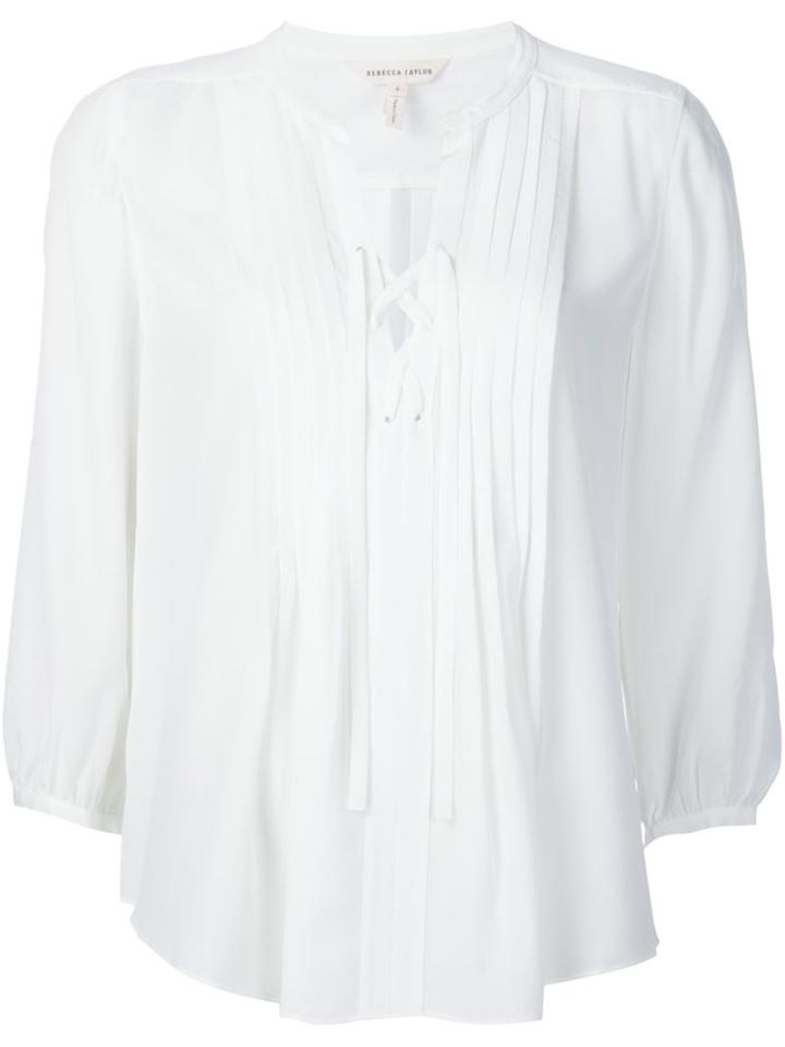 Rebecca Taylor Tied Neckline Blouse, Women's, Size: 4, White, Silk