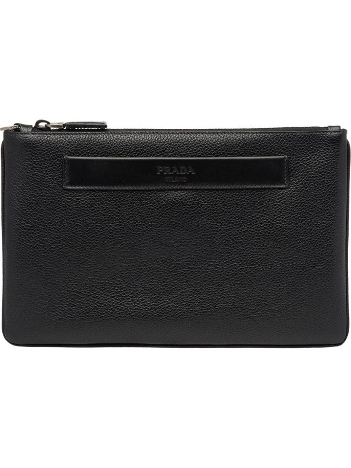 Prada Logo Pouch Bag - Black