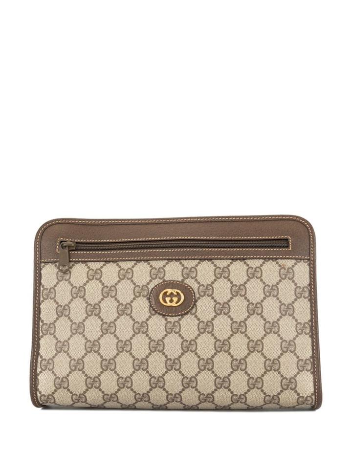 Gucci Vintage Gg Pattern Clutch Bag - Brown