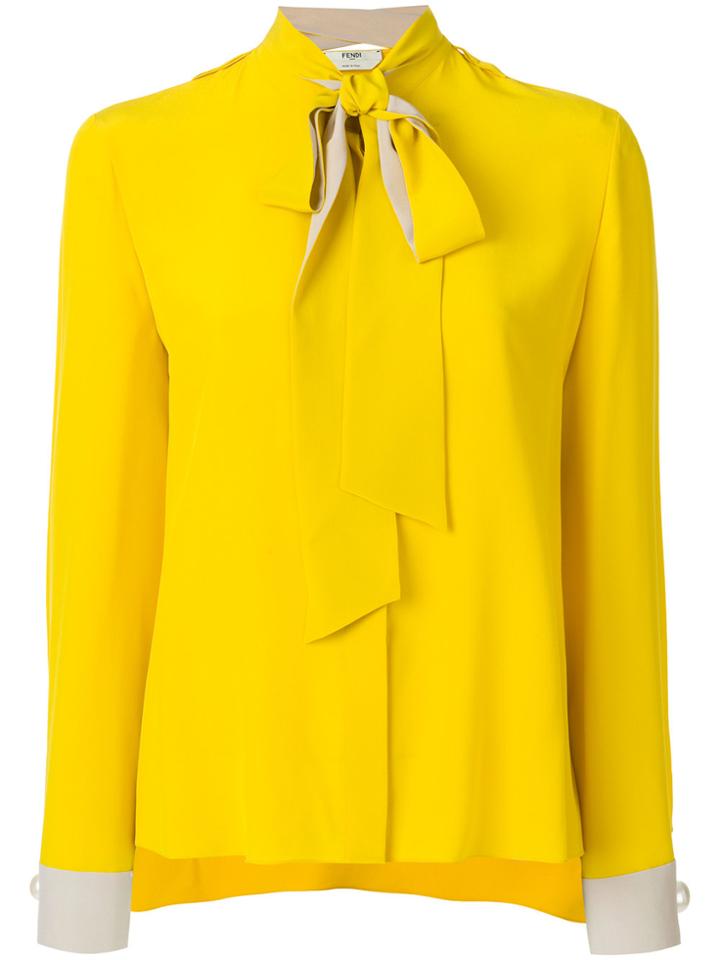 Fendi Pussy-bow Blouse - Yellow & Orange
