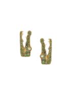 Marc Alary Pavé Diamonds Crocodile Earrings, Women's, Metallic, Diamond/18kt Gold/emerald