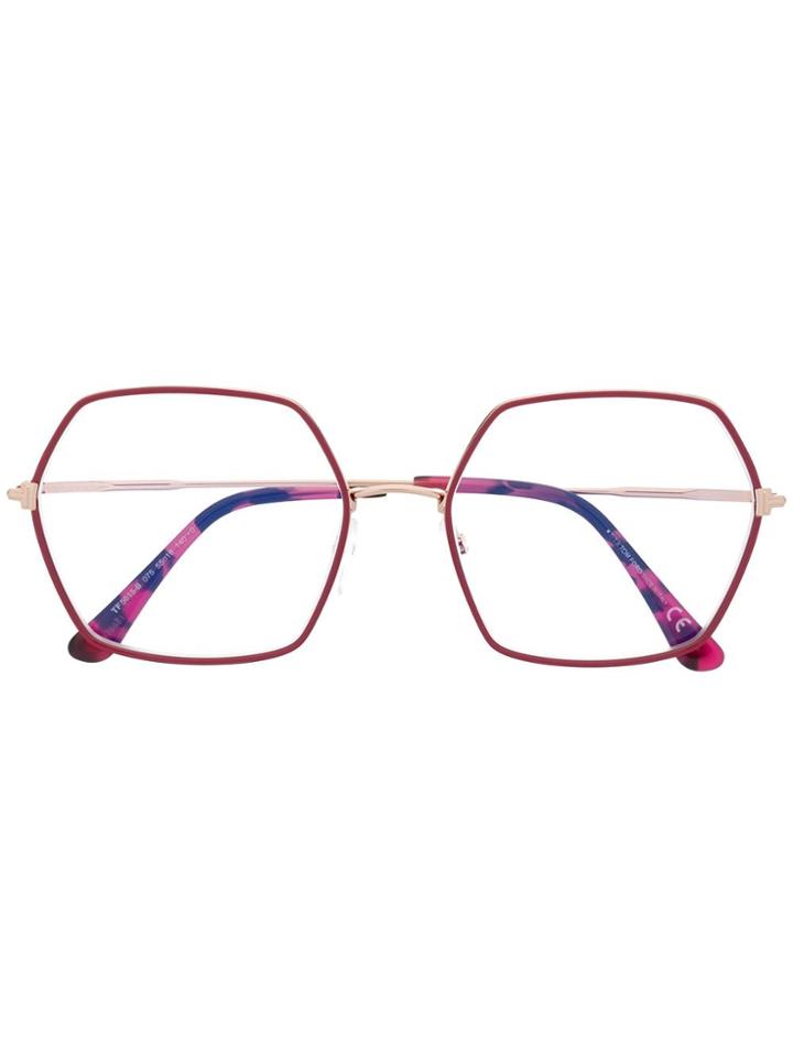 Tom Ford Eyewear Ft5615b Hexagonal-frame Glasses - Pink